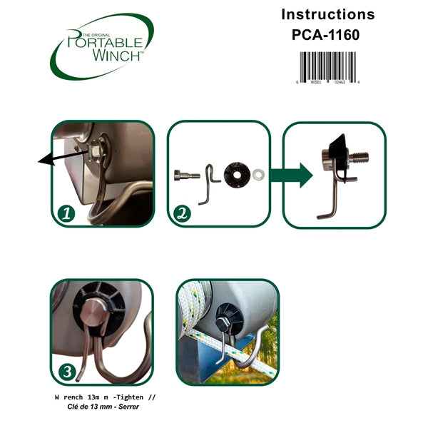 Portable Winch Entry Hookwith Tension Rod