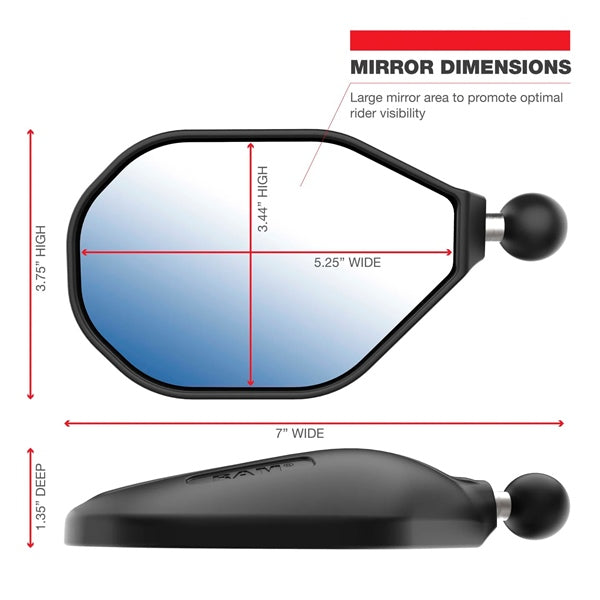 RAM MOUNT Mirror Tough-Mirror - Left & Right with Ball