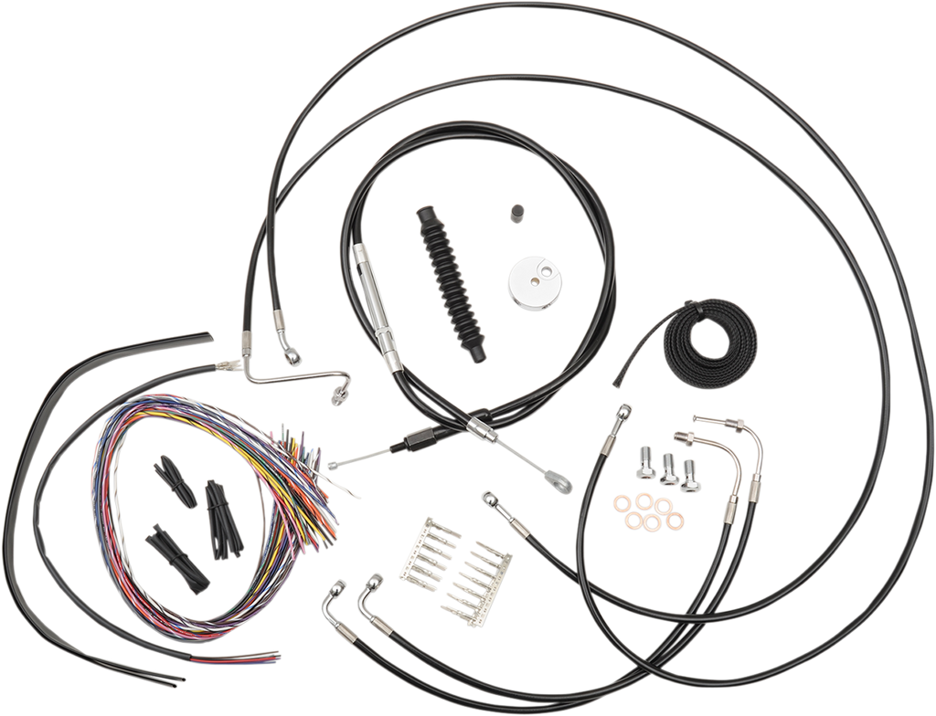 Complete Black Vinyl Braided Handlebar Cable/Brake Line Kit