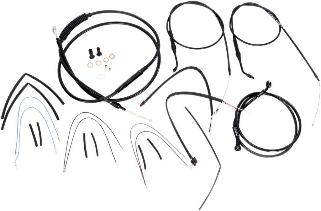 Complete Black Vinyl Handlebar Cable/Line Kit for Ape Hangers