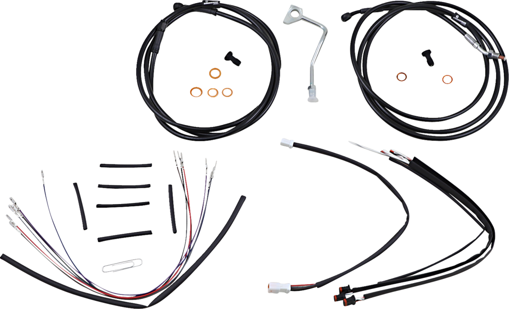 Complete Black Vinyl Handlebar Cable/Line Kit for Ape Hangers