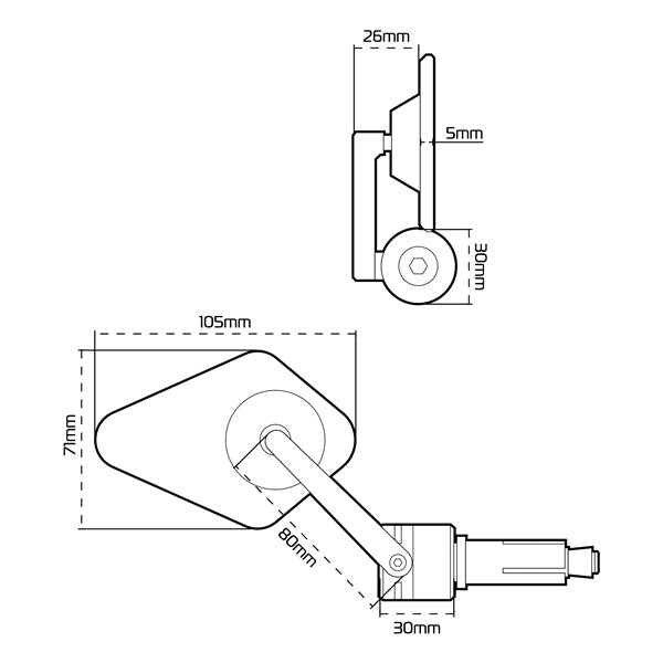 Oxford Products Arrow Bar End Mirror Bolt-on