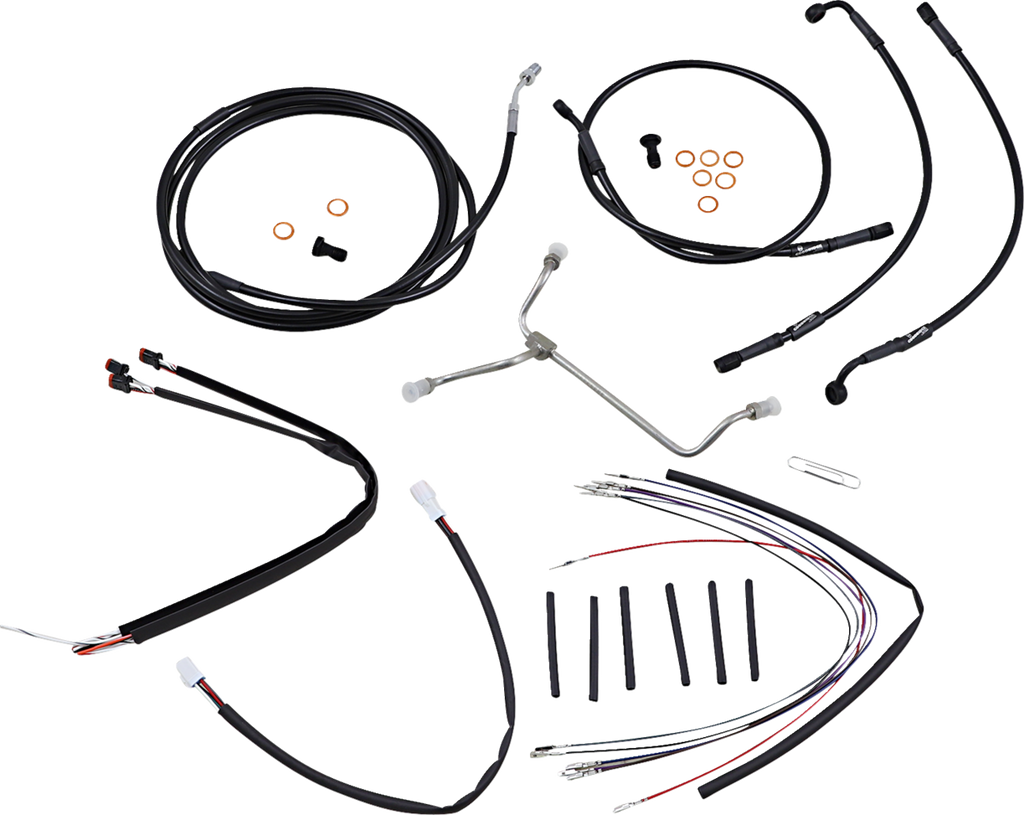 Complete Black Vinyl Handlebar Cable/Line Kit for Ape Hangers
