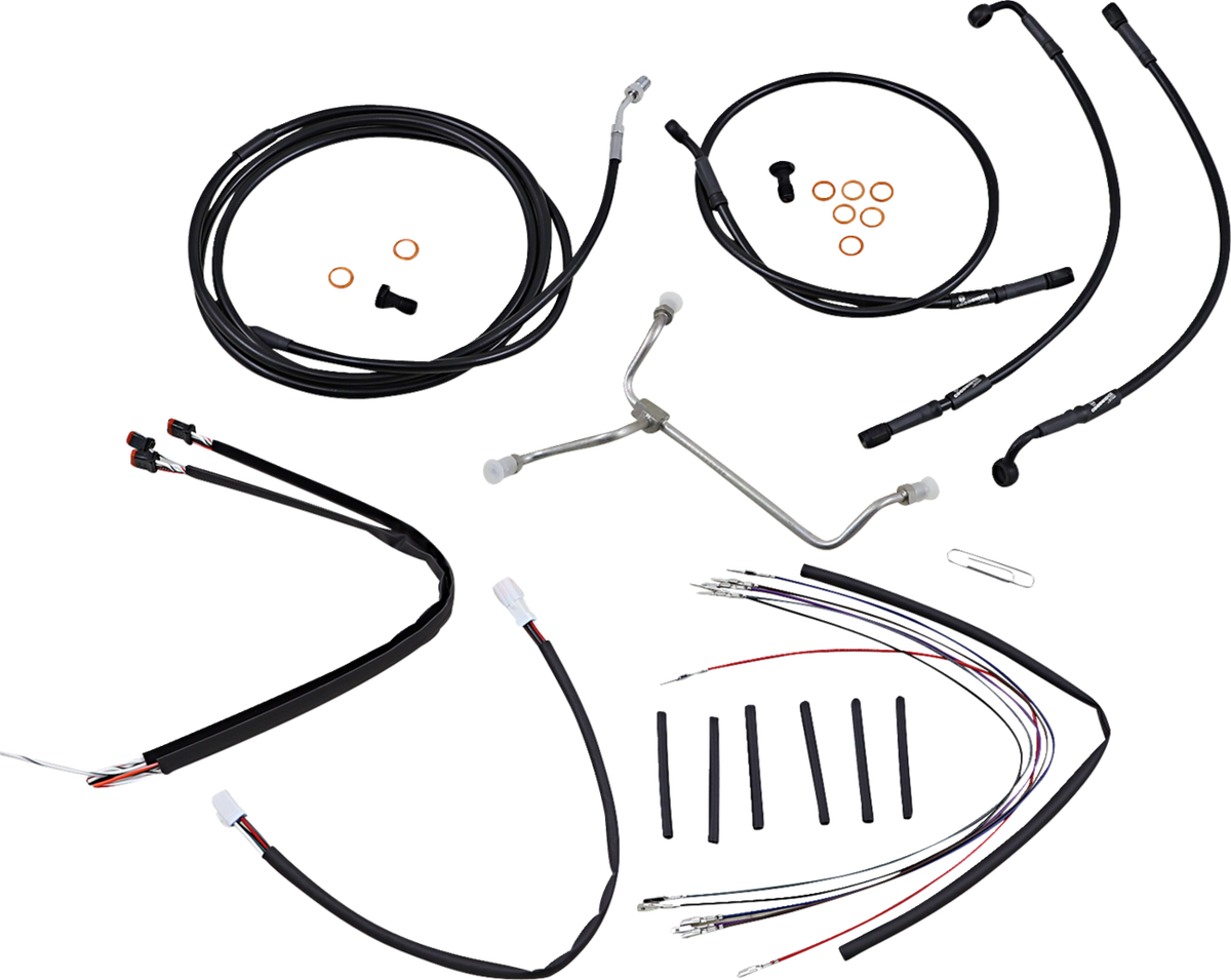 Complete Black Vinyl Handlebar Cable/Line Kit for Ape Hangers