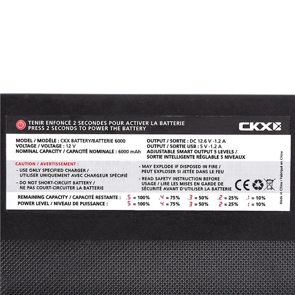 CKX 12V 6000 mAh Li-Ion battery for electric goggles