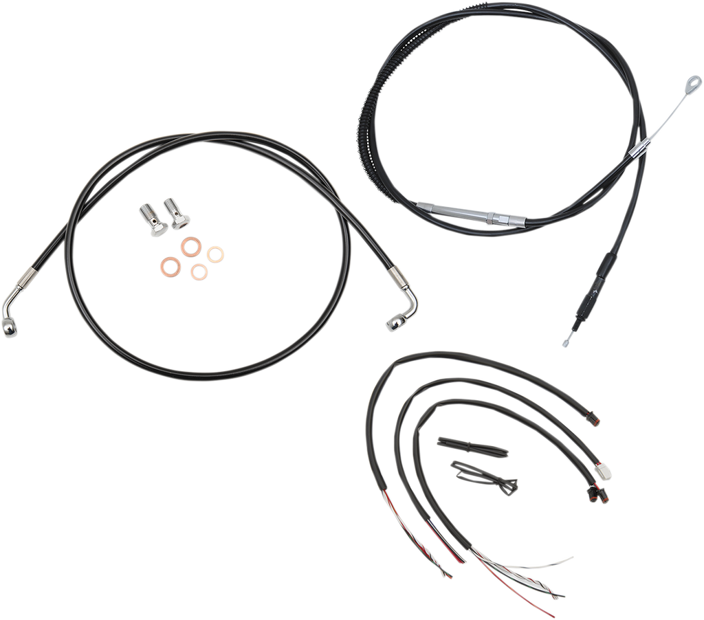Complete Black Vinyl Braided Handlebar Cable/Brake Line Kit