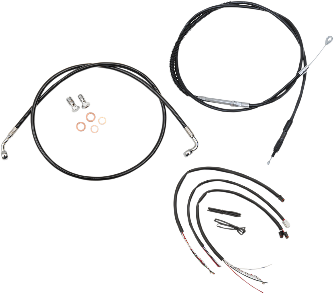 Complete Black Vinyl Braided Handlebar Cable/Brake Line Kit