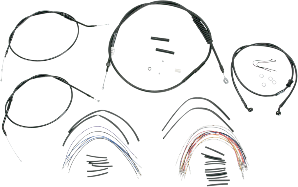 Complete Black Vinyl Handlebar Cable/Line Kit for Ape Hangers