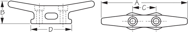 Sea Dog Open Base Cleat - Flat Head