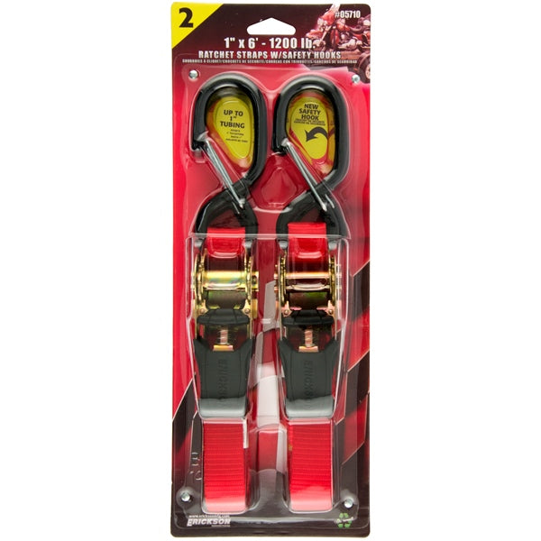 ERICKSON HD Motorcycle Strap with Safety Hook 6' - 1200 lbs