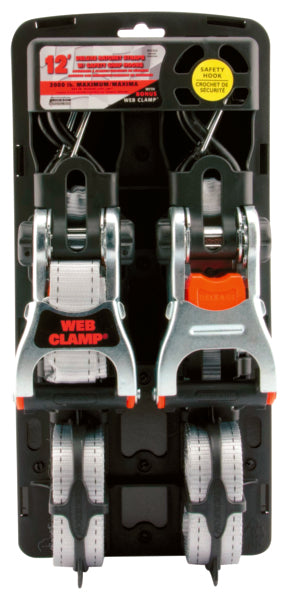 ERICKSON Deluxe Tie-Down with Web Clamp & Snap Hook 12' - 2000 lbs