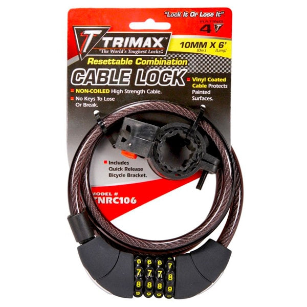 Trimax Resettable Combination Cable Lock with Bracket