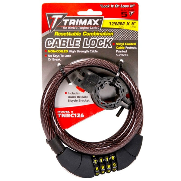 Trimax Resettable Combination Cable Lock with Bracket