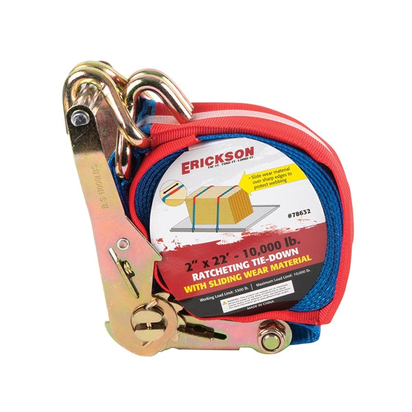 ERICKSON Ratcheting Tie-Down with Sliding Wear Material 22' - 10000 lbs