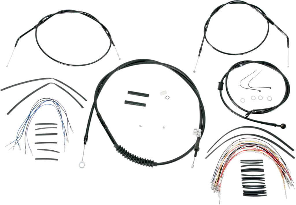 Complete Black Vinyl Handlebar Cable/Line Kit for Ape Hangers
