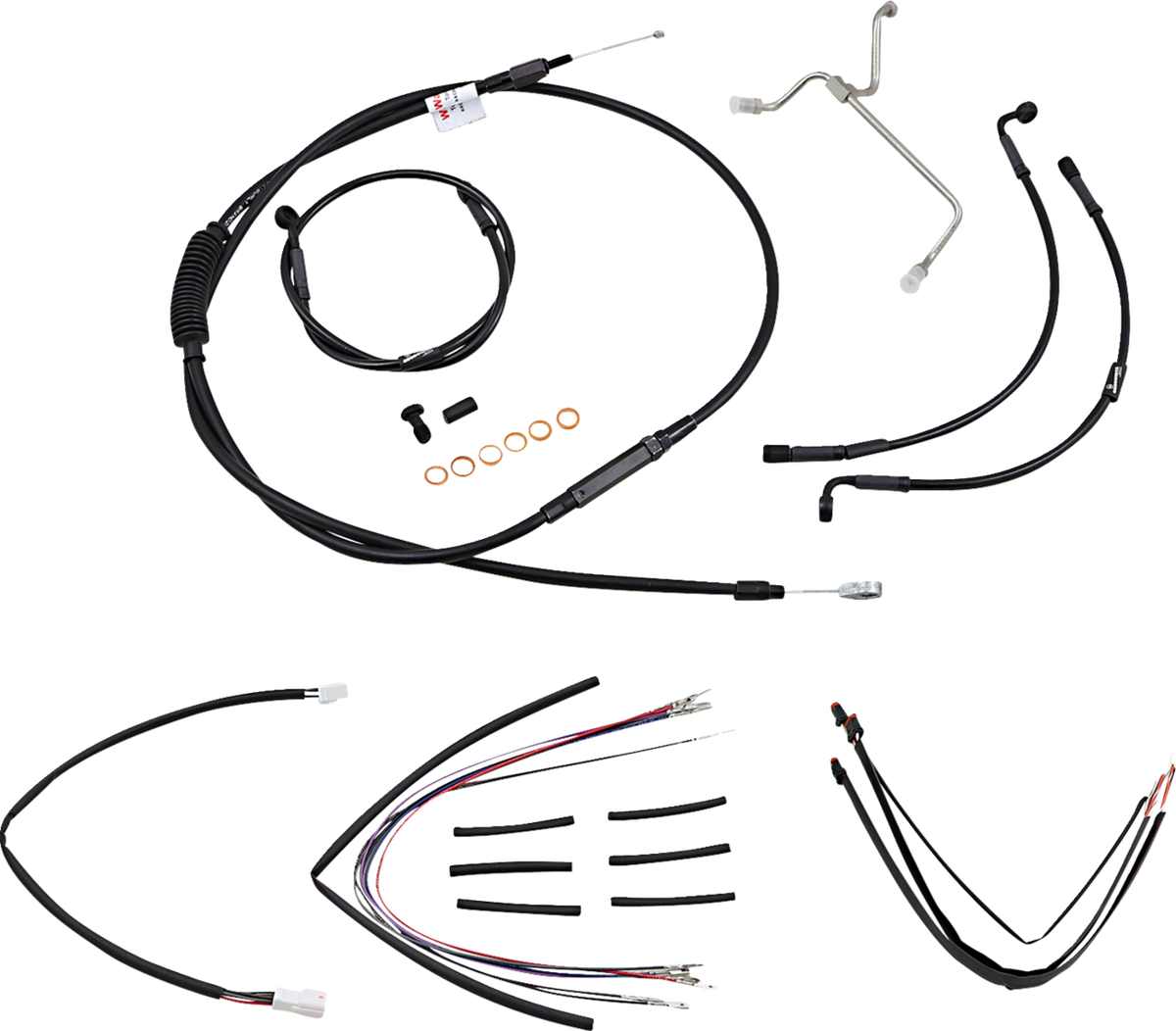 Complete Black Vinyl Handlebar Cable/Line Kit for Ape Hangers