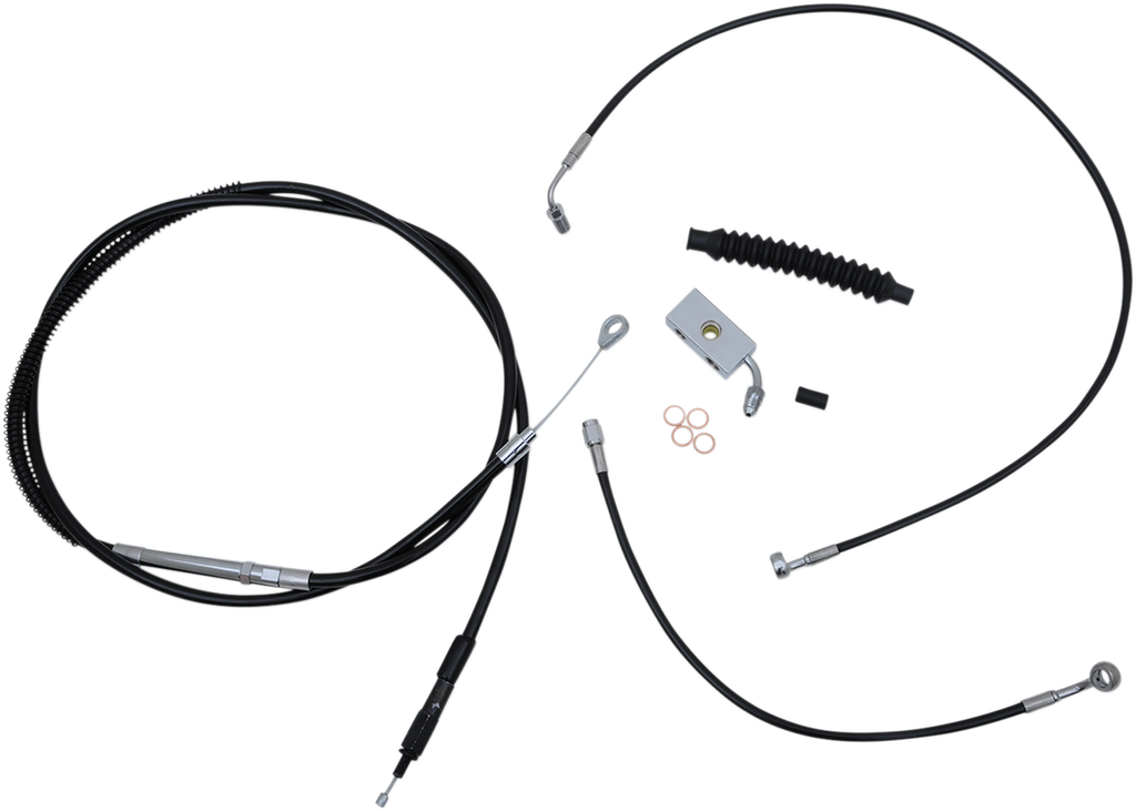 Complete Black Vinyl Braided Handlebar Cable/Brake Line Kit