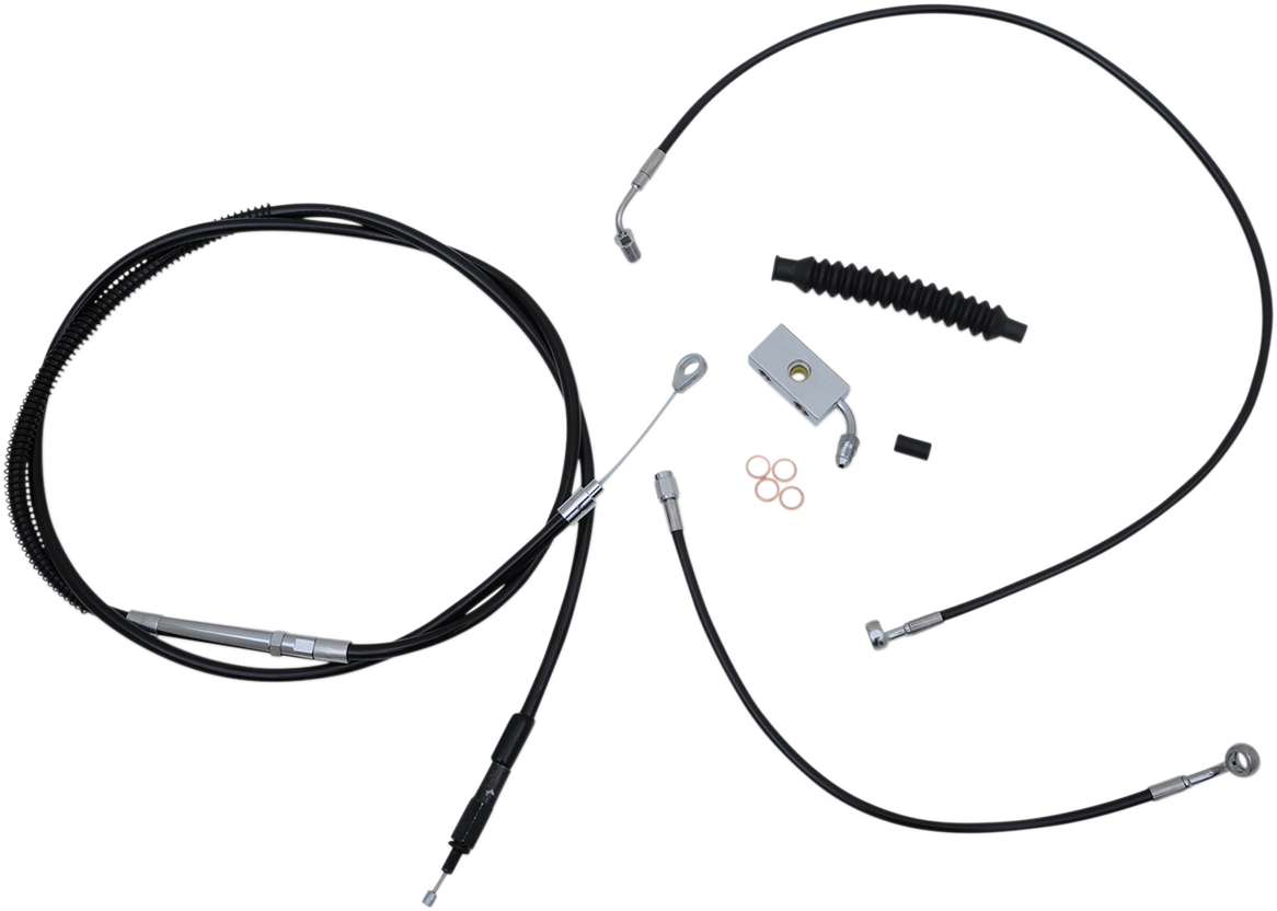 Complete Black Vinyl Braided Handlebar Cable/Brake Line Kit