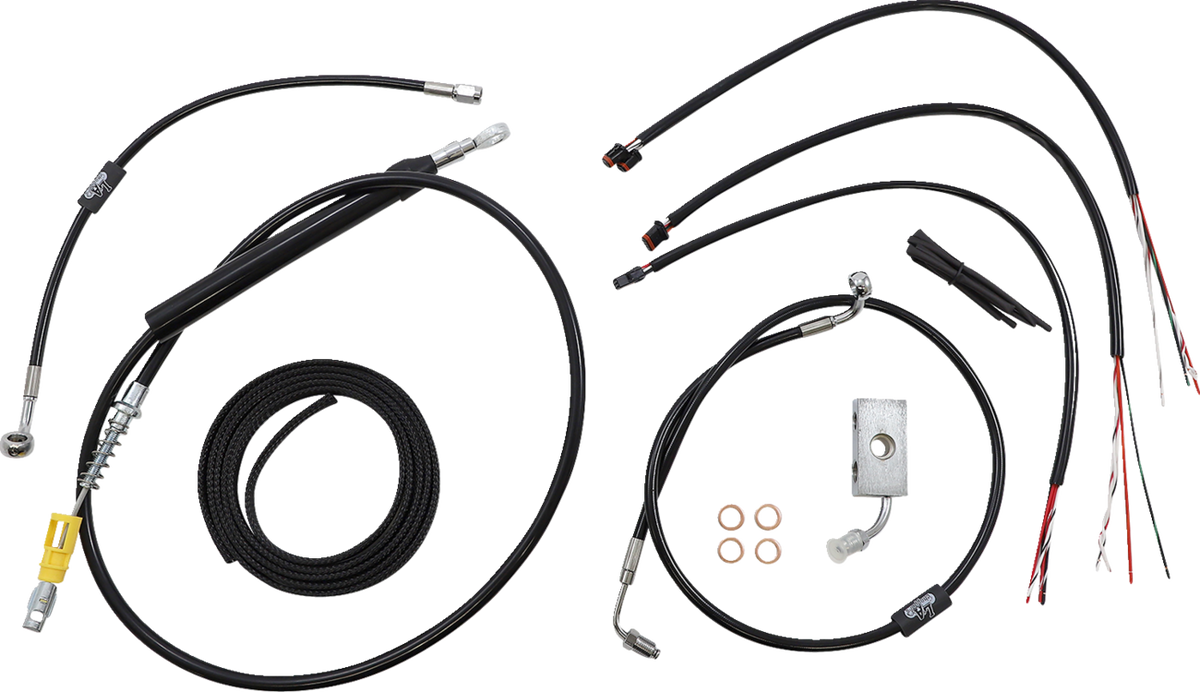 Complete Black Vinyl Braided Handlebar Cable/Brake Line Kit