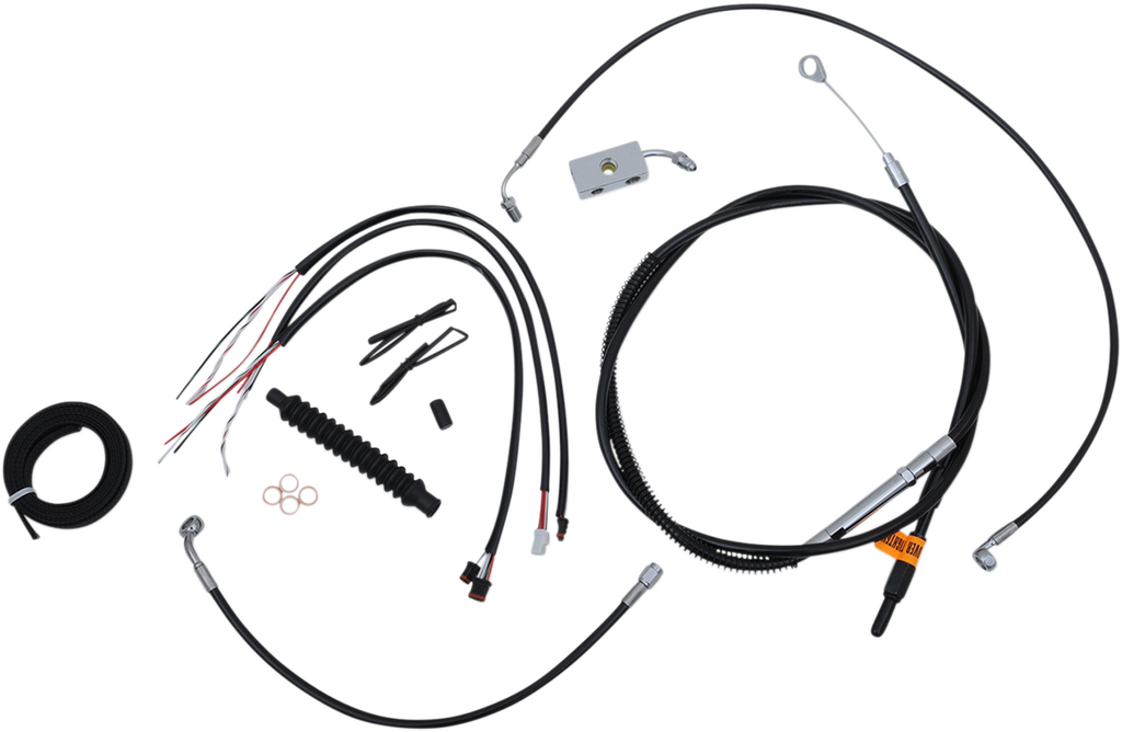 Complete Black Vinyl Braided Handlebar Cable/Brake Line Kit