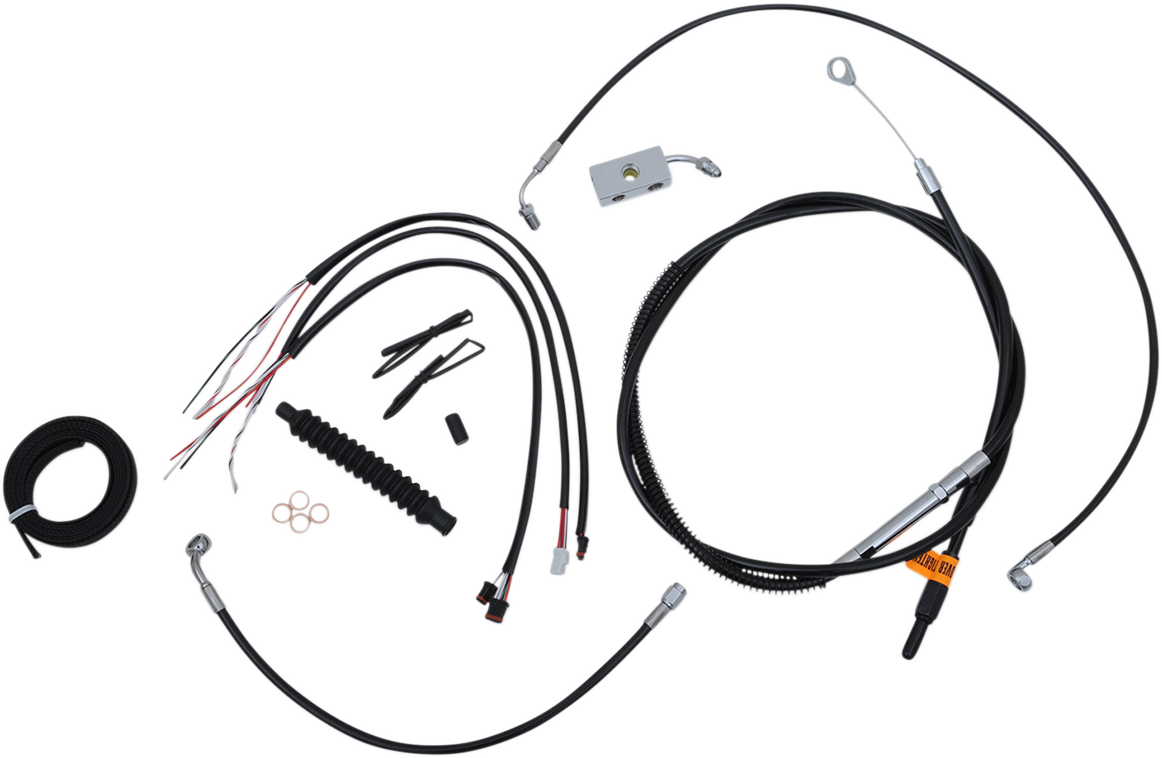 Complete Black Vinyl Braided Handlebar Cable/Brake Line Kit