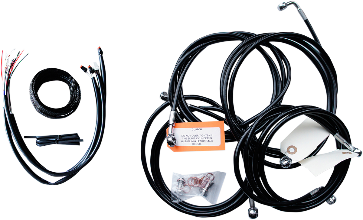 Complete Black Vinyl Braided Handlebar Cable/Brake Line Kit