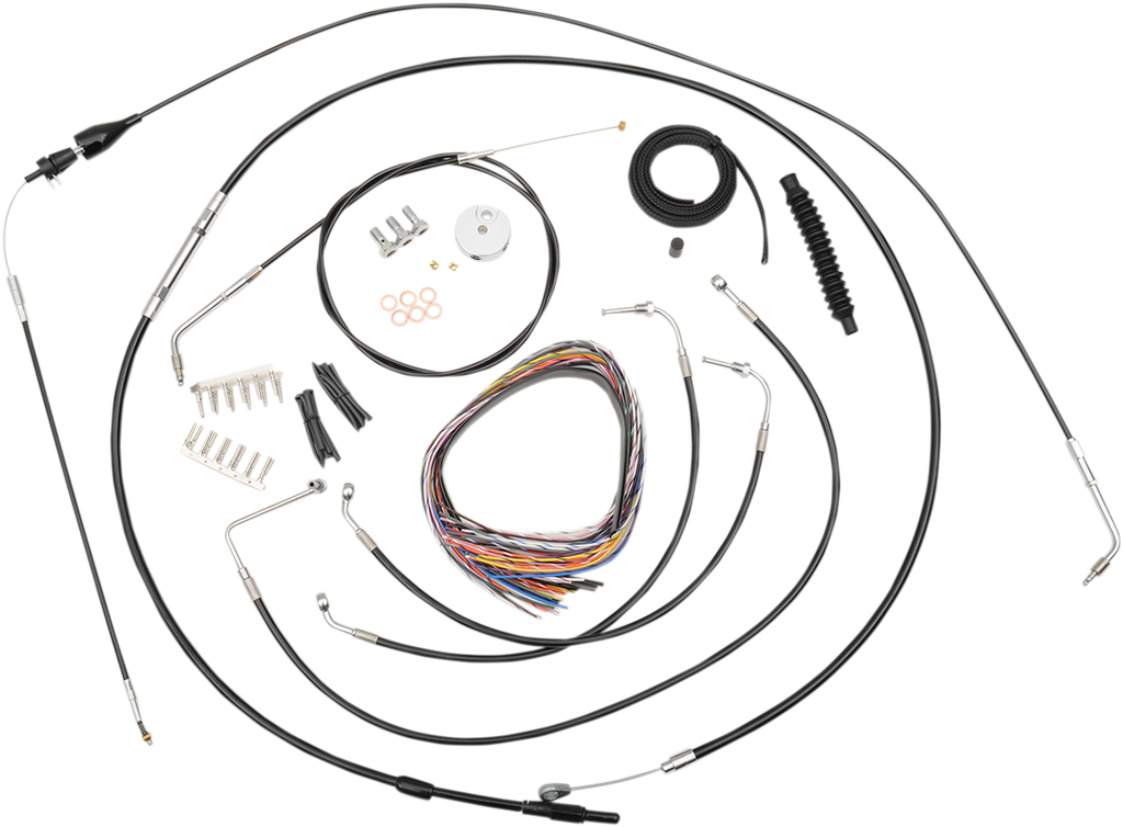 Complete Black Vinyl Braided Handlebar Cable/Brake Line Kit