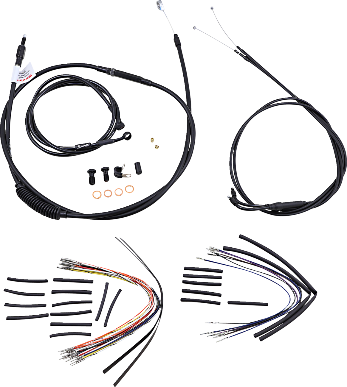 Complete Black Vinyl Handlebar Cable/Line Kit for Ape Hangers