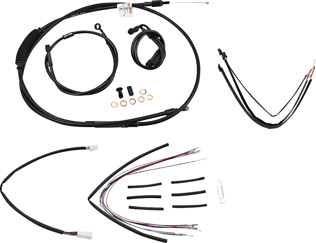 Complete Black Vinyl Handlebar Cable/Line Kit for Ape Hangers