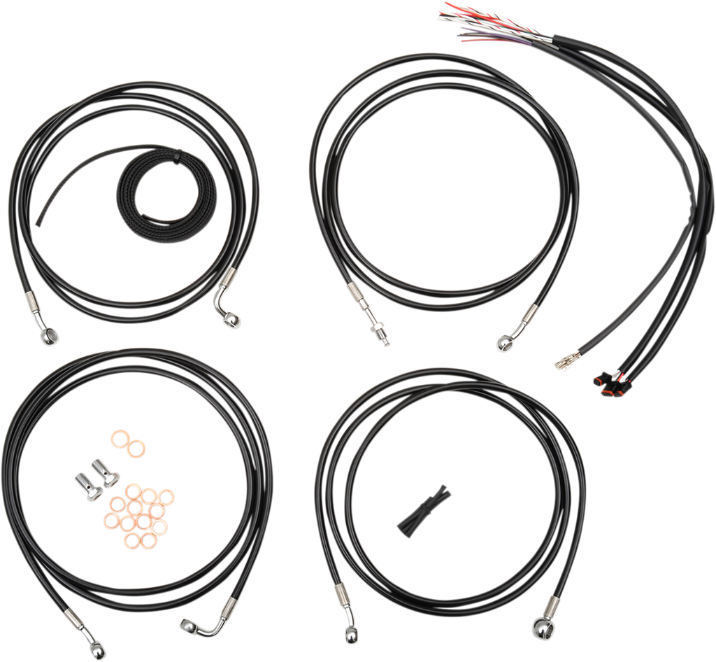 Complete Black Vinyl Braided Handlebar Cable/Brake Line Kit