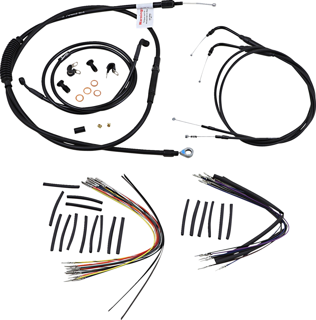Complete Black Vinyl Handlebar Cable/Line Kit for Ape Hangers