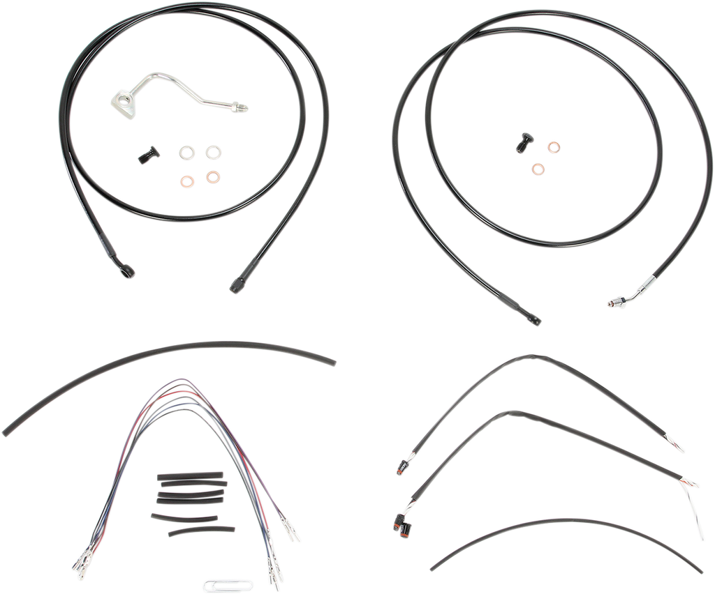 Complete Black Vinyl Handlebar Cable/Line Kit for Ape Hangers