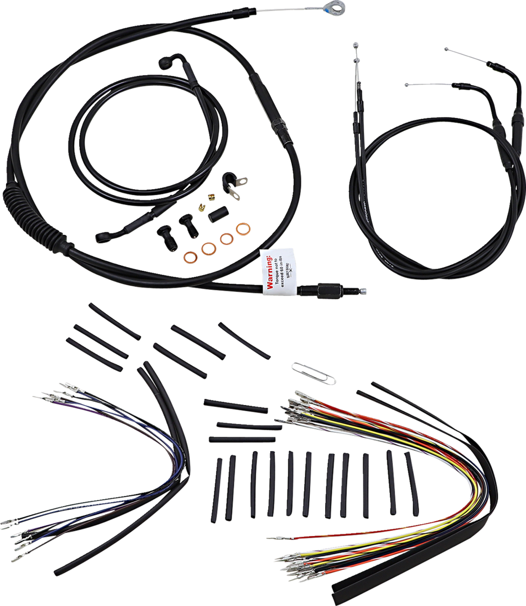 Complete Black Vinyl Handlebar Cable/Line Kit for Ape Hangers