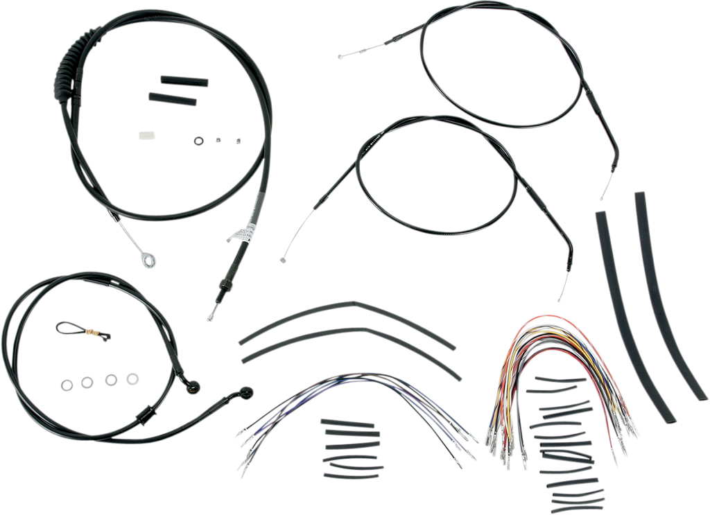 Complete Black Vinyl Handlebar Cable/Line Kit for Ape Hangers
