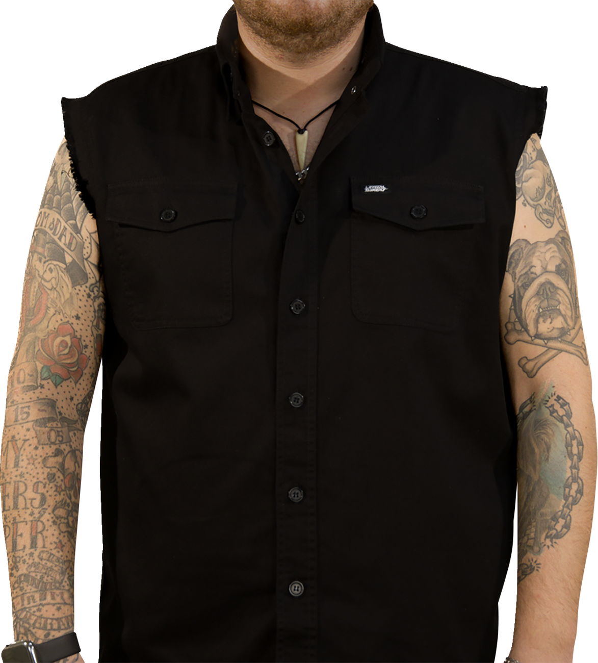FTW Skull Printed Sleeveless Button Down Shirt