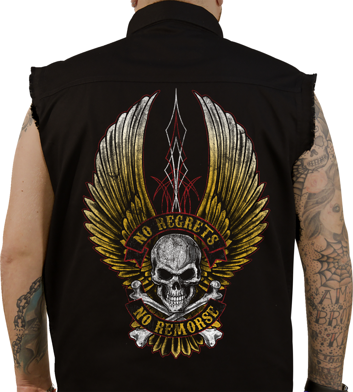No Regrets Printed Sleeveless Button Down Shirt