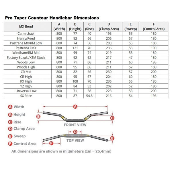 Pro Taper Contour Handlebar MX Woods Low