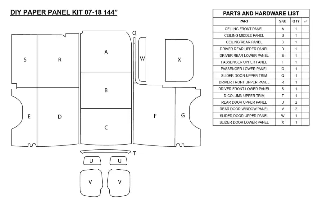 Paper Template Kit for Sprinter Van Panels