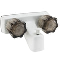 RV Shower Faucet & Bathtub Diverter | White Smoked Handles