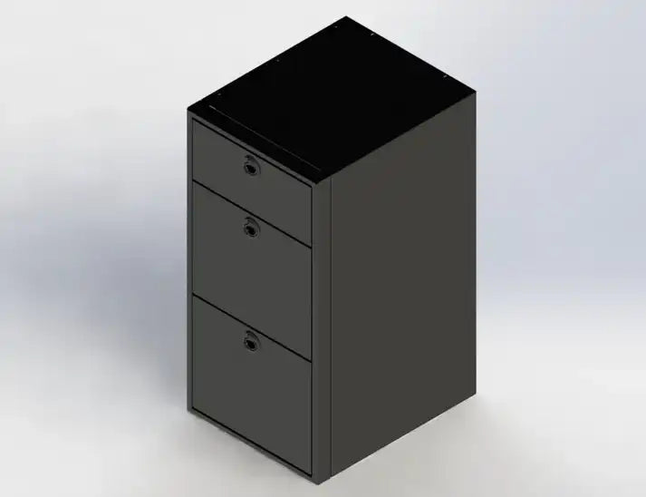 18" Three Drawer Base Cabinet - Aluminium Powder Coat