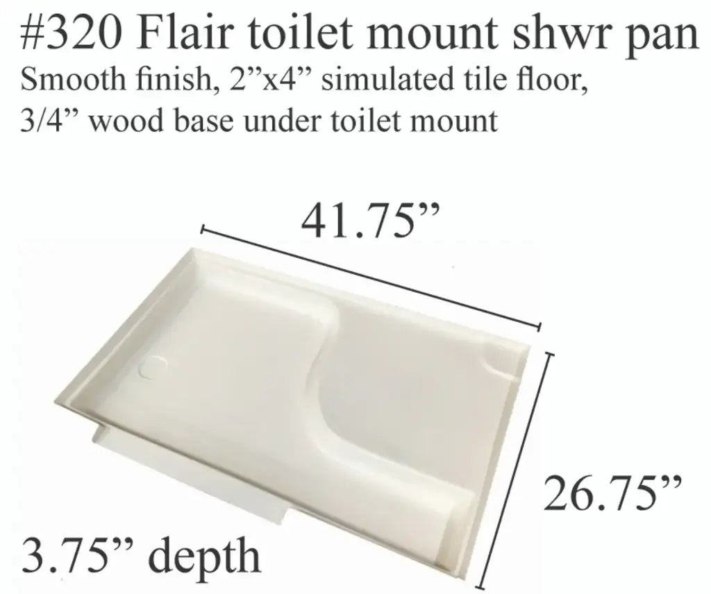 #320 Flair RV Fiberglass Shower Pan