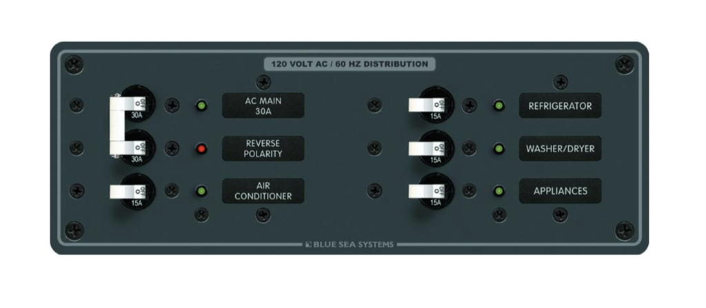 Blue Sea Systems 120V Panel AC 4 Circuit + Main - Blue Sea