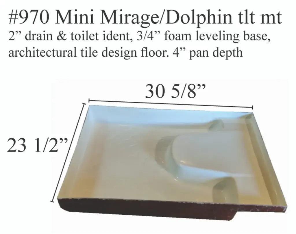 #970 Dolphin RV Fiberglass Shower Pan/Toilet Mount