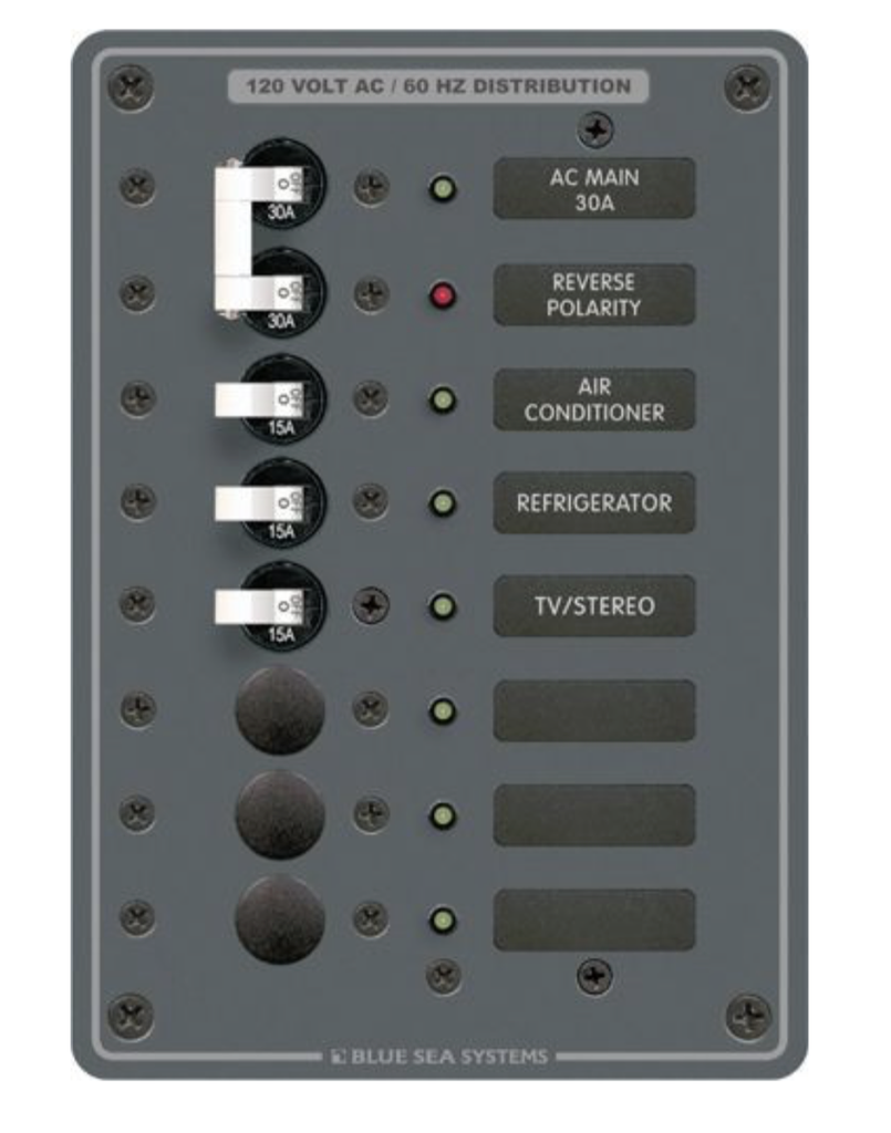 Blue Sea Systems 120V Panel AC 6 Circuit + Main - Blue Sea