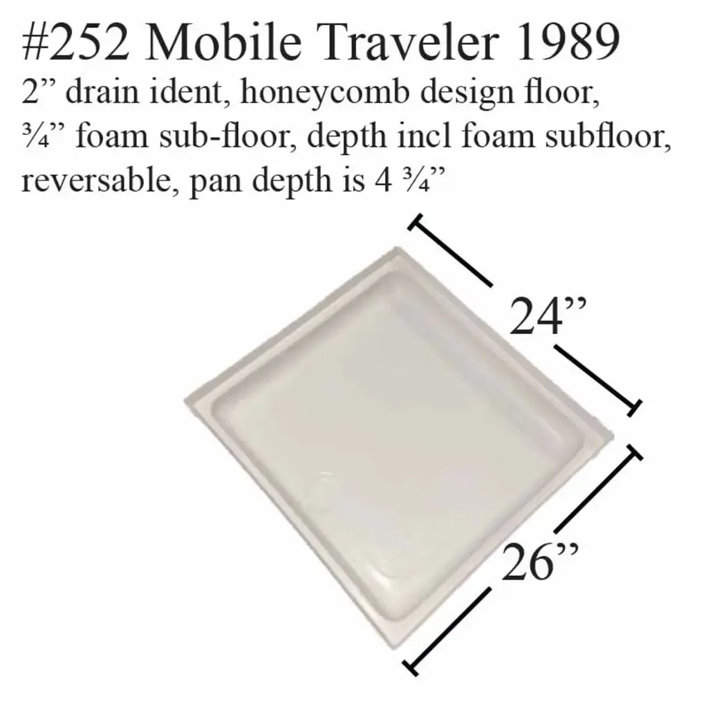 #252 Mobile Traveler RV Fiberglass Shower Pan