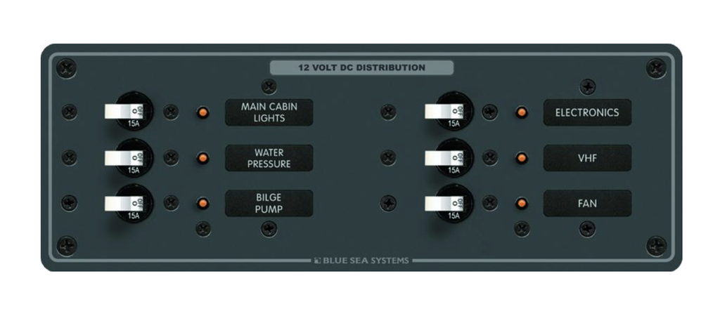 Blue Sea Systems Panel DC Horizontal 6 Circuit - Blue Sea