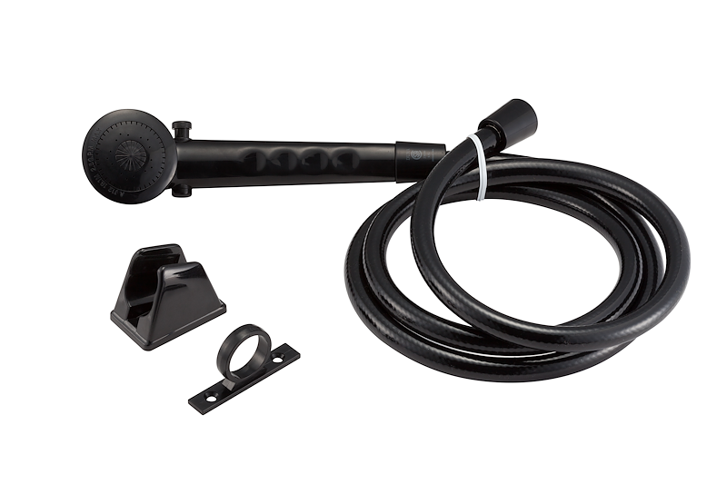 Shower Head; Hand-Held with 60 Inch Reinforced Vinyl Hose; Black