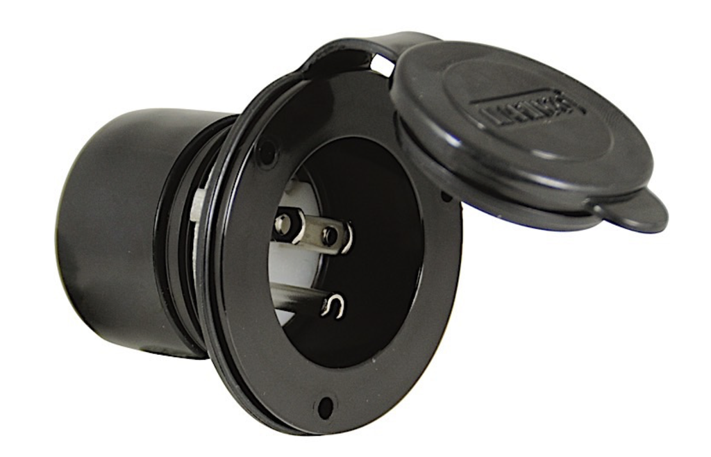 15A 125V Straight Blade Power Inlet Black