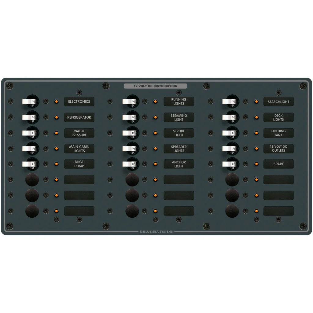 Blue Sea Systems 120V Panel AC 14 Circuit + Main - Blue Sea