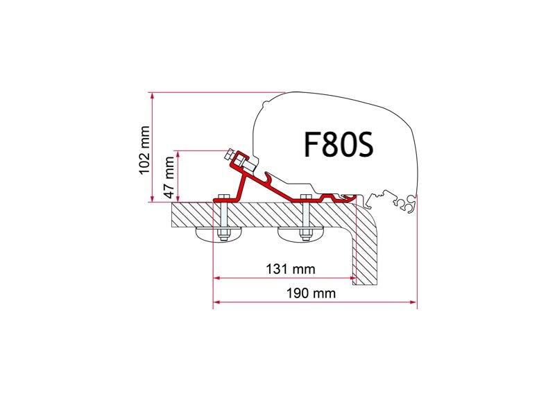 Fiamma Universal - Fiamma F80S RV Awning Installation Adapter Bracket - 98655-855